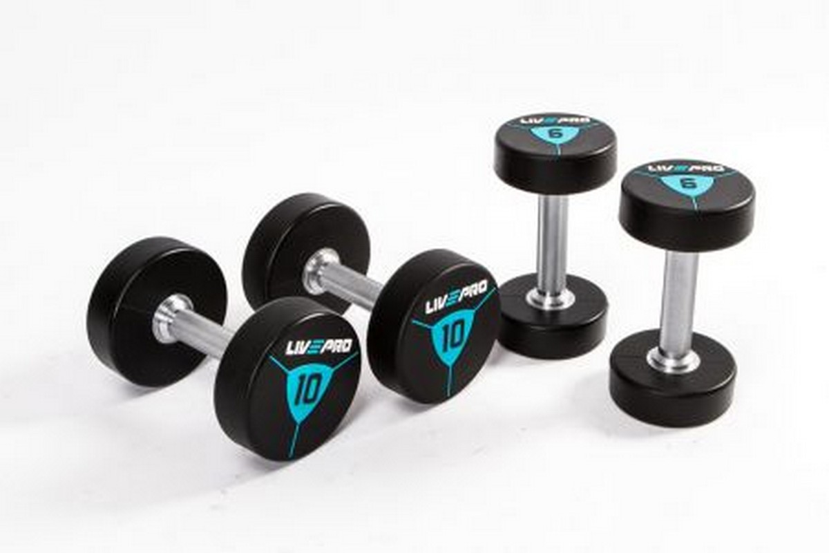 Гантели в уретане 20 кг Live Pro Premium Urethane Dumbbells LP8000-20 1200_800