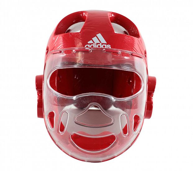 Шлем для тхэквондо с маской Adidas Head Guard Face Mask WT adiTHGM01 красный 621_553